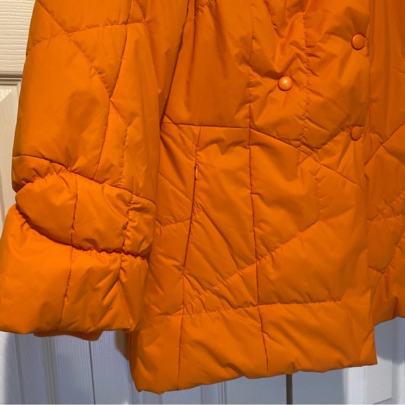 NWOT New London USA Orange Asymetrial Puffer Winter Coat Size Large - Picture 11 of 16